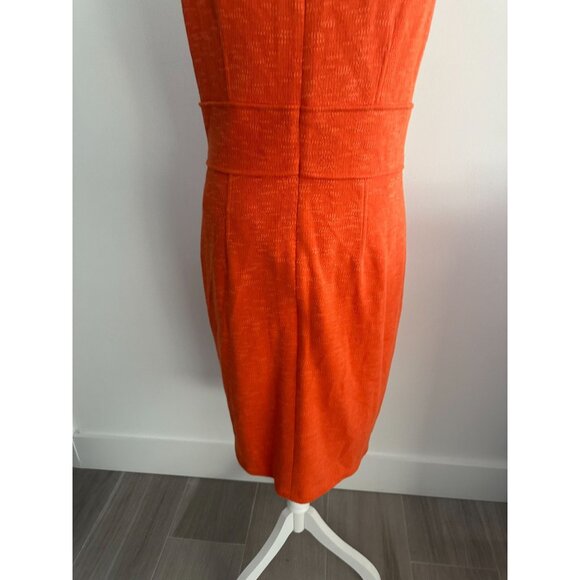 DAVID MEISTER Orange Gold Button Detail Pencil Dress Size 10 - Picture 8 of 10
